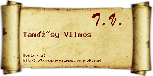 Tamásy Vilmos névjegykártya